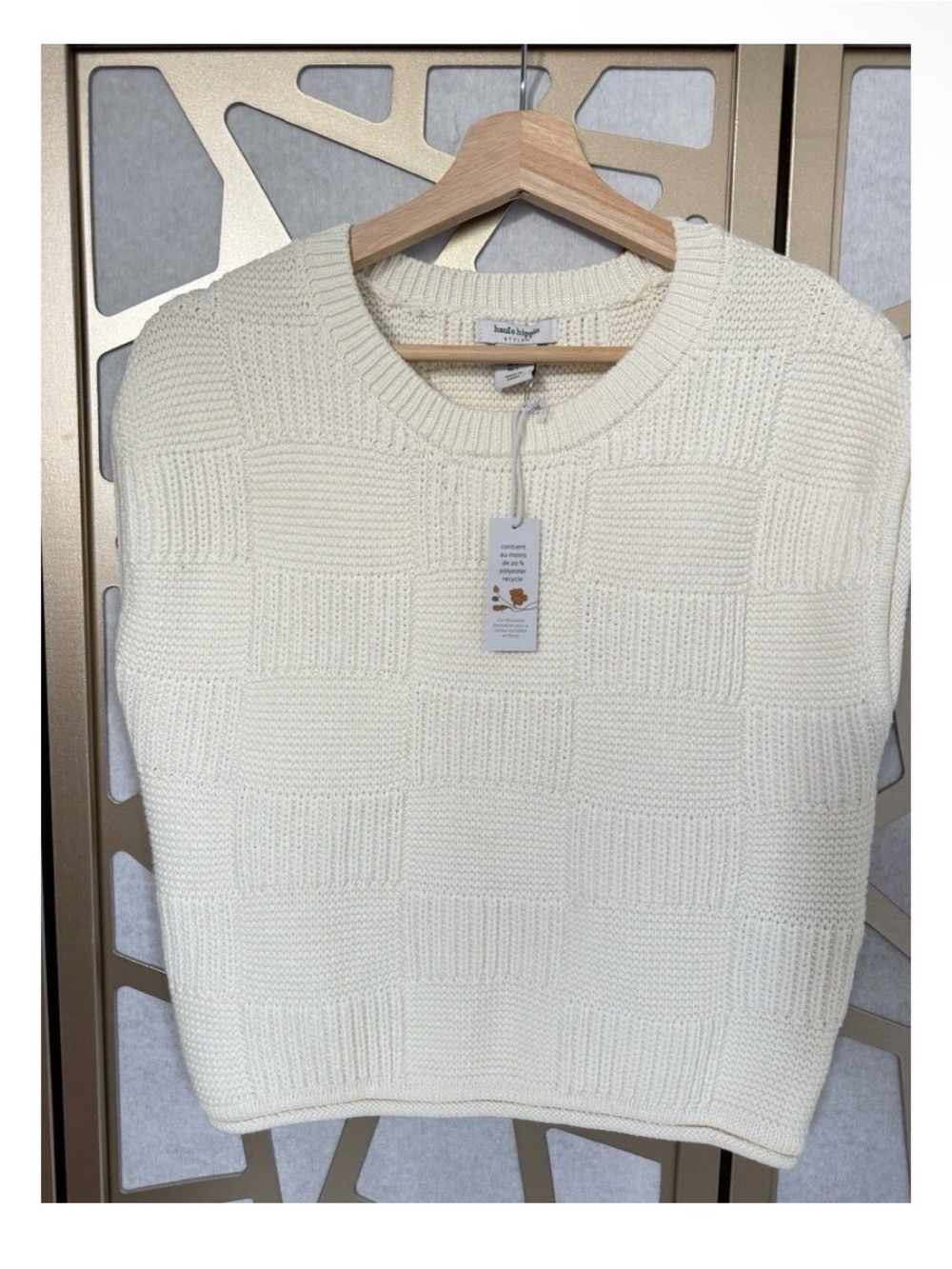 Haute Hippie Cream Knit Cropped Sweater Tank